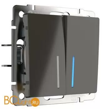 Выключатель двухклавишный с подсветкой (серо-коричневый) Werkel W1120107 a050831