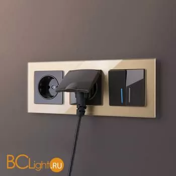 Выключатель двухклавишный с подсветкой (серо-коричневый) Werkel W1120107 a050831 - Фото 2