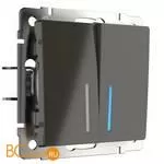 Выключатель двухклавишный с подсветкой (серо-коричневый) Werkel W1120107 a050831