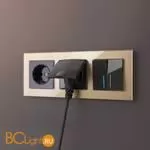 Выключатель двухклавишный проходной с подсветкой (серо-коричневый) Werkel WL07-SW-2G-2W-LED a035911 - Фото 2