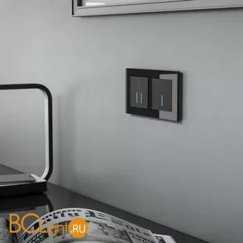 Сенсорный выключатель двухклавишный с подсветкой (черный) Werkel W4520108 a047867 - Фото 1