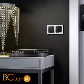 Выключатель двухклавишный (черный матовый) Werkel W1120008 a051628 - Фото 0