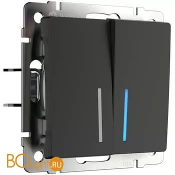 Выключатель двухклавишный с подсветкой (черный матовый) Werkel W1120108 a051619