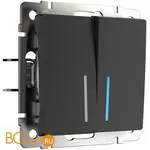 Выключатель двухклавишный с подсветкой (черный матовый) Werkel W1120108 a051619