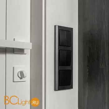 Выключатель двухклавишный проходной (черный матовый) Werkel W1122008 a051621 - Фото 5