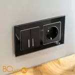 Выключатель двухклавишный проходной с подсветкой (черный матовый) Werkel W1122108 a051598 - Фото 0