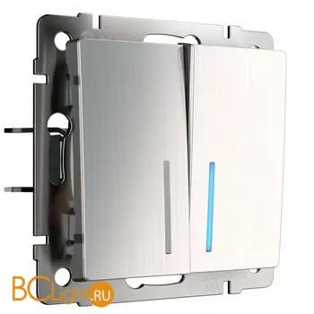Выключатель двухклавишный с подсветкой (глянцевый никель) Werkel W1120102 a051094