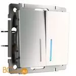 Выключатель двухклавишный с подсветкой (глянцевый никель) Werkel W1120102 a051094