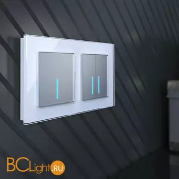 Сенсорный выключатель двухклавишный с подсветкой 1000 Вт (серебряный) Werkel W4520006 a057681 - Фото 6