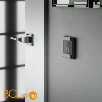 Сенсорный выключатель двухклавишный с подсветкой 1000 Вт (черный) Werkel W4520008 a057679 - Фото 0