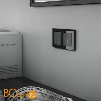 Сенсорный выключатель двухклавишный с подсветкой 1000 Вт (черный) Werkel W4520008 a057679 - Фото 1