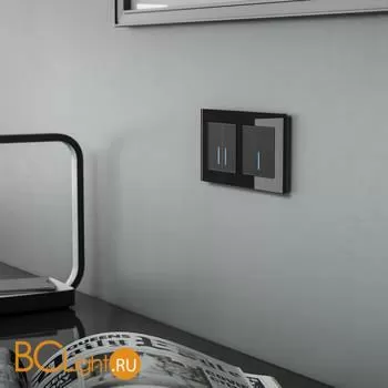 Сенсорный выключатель двухклавишный с подсветкой 1000 Вт (черный) Werkel W4520008 a057679 - Фото 2